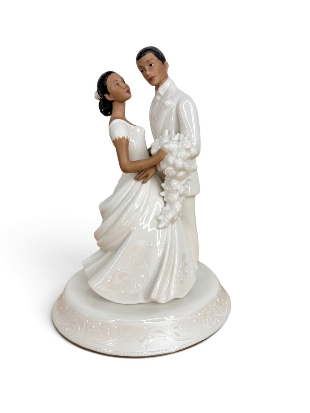 Lenox Opal Innocence ethnic traditions bride groom cake topper white bone china
